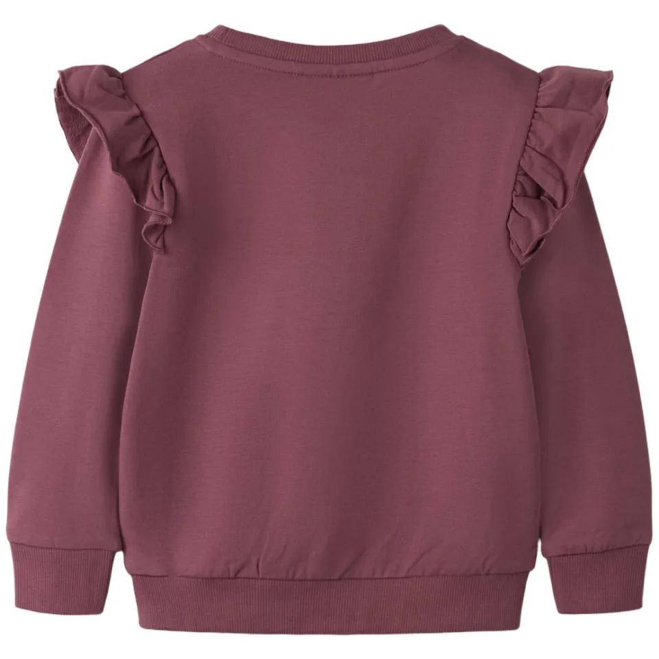NAME IT MINI rechtvallende sweater met ruches - donkerrood, foto 2