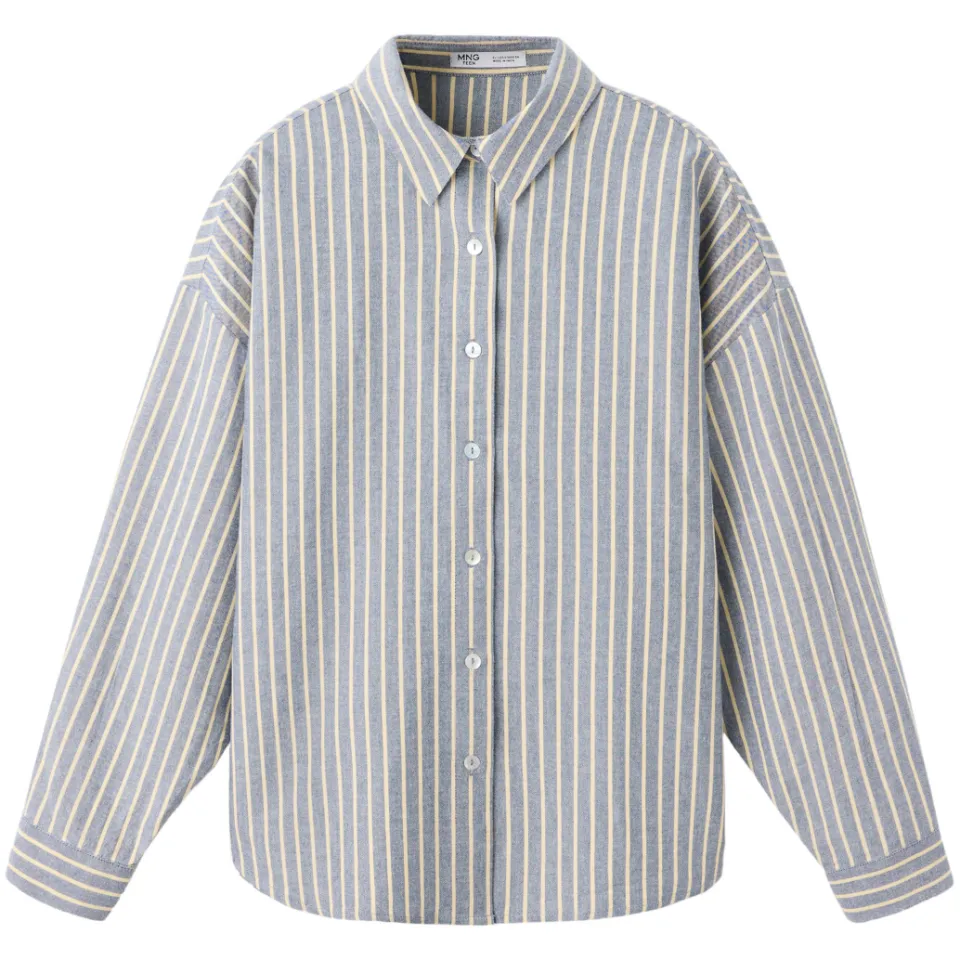 Mango TEEN gestreepte blouse lichtblauw/ecru, foto 3