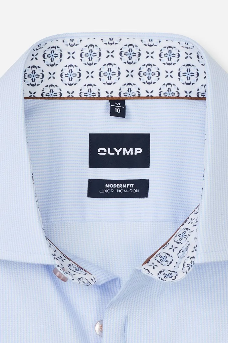 Olymp slim fit pied-de-poule overhemd - blauw, foto 2