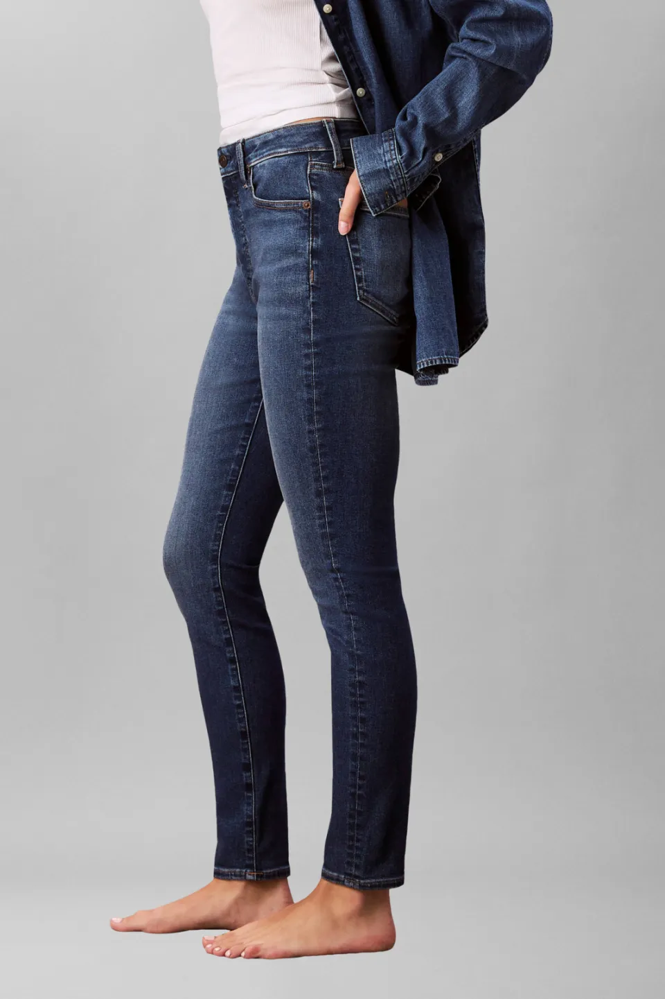 Calvin Klein JEANS high waist skinny jeans medium blue denim, foto 4