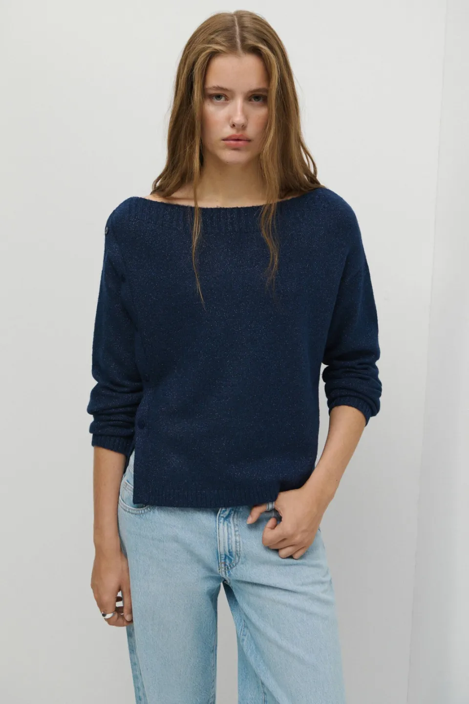 Mango TEEN gebreide trui met glitters - marineblauw, foto 5
