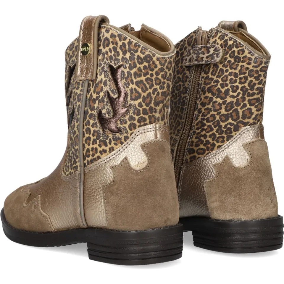 Develab leren westernlaars panterprint goud bruin, foto 3