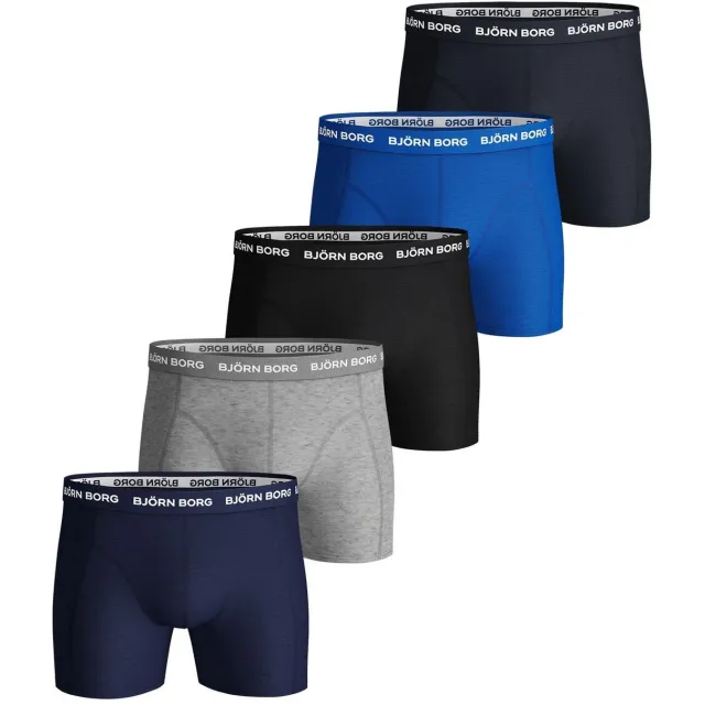 Björn Borg Cotton Stretch boxershorts 5-pack blauw/zwart/grijs, foto 2