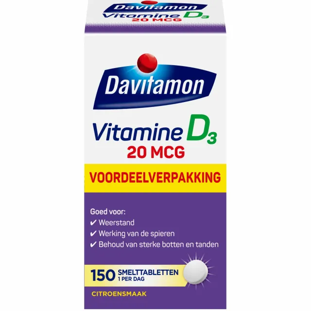 Davitamon Vitamine D3 20 mcg smelttabletten