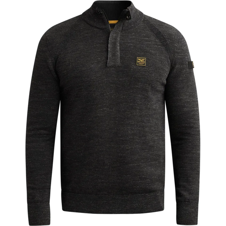 PME Legend katoenen regular fit gemêleerde gebreide trui - zwart, foto 3