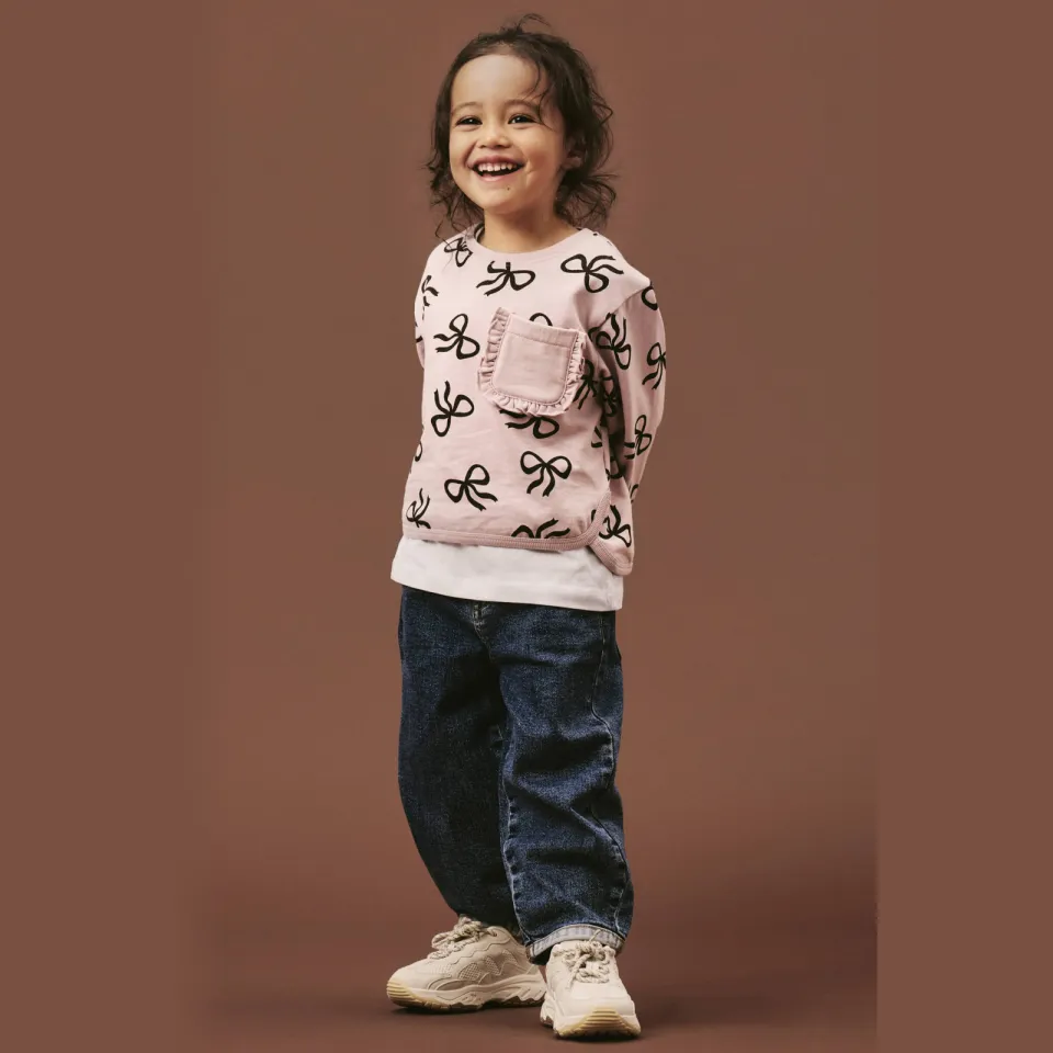NAME IT MINI sweater met print - lichtroze
