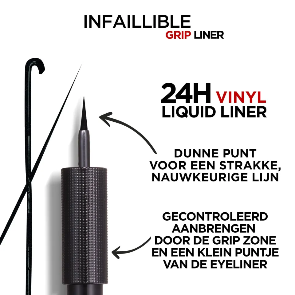 L'oréal Infaillible 24H Grip Vinyl Liquid eyeliner zwart, foto 2