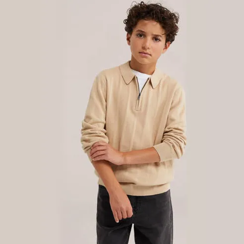 WE Fashion gebreide polo - beige, foto 2