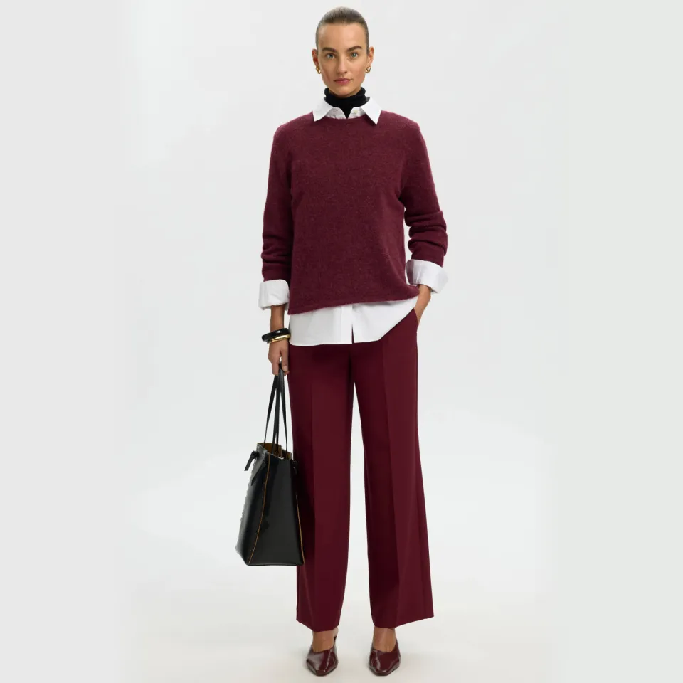 Selected Women gebreide trui met wol - donkerrood, foto 5
