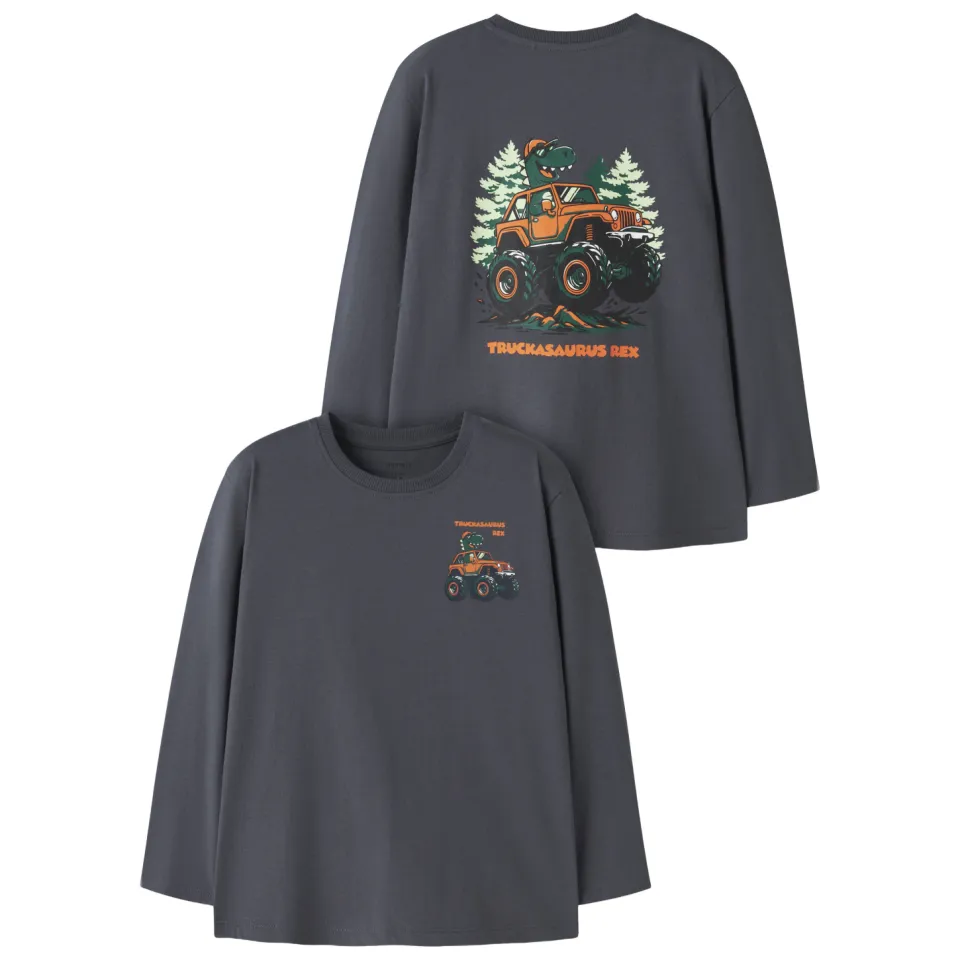 NAME IT MINI longsleeve met backprint grijs, foto 3