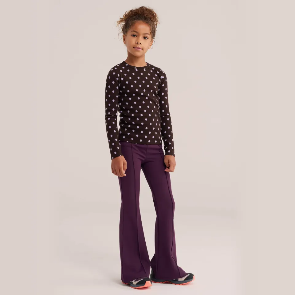 WE Fashion longsleeve met stippen bruin Bruin/lila