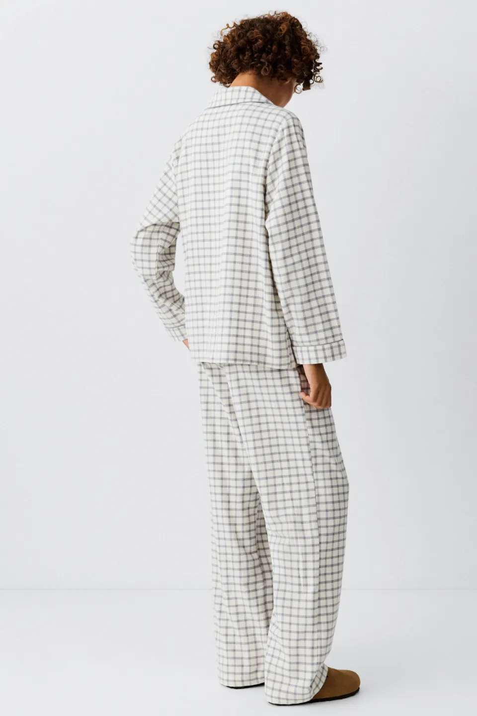 Mango geruite pyjama ecru antraciet, foto 6