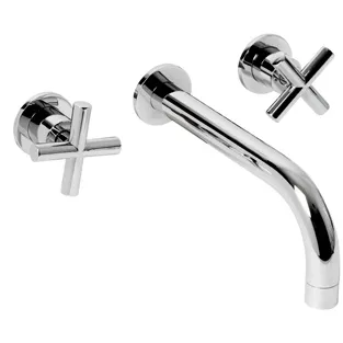 Plieger Cross 3-gats wandkraan wastafel chroom
