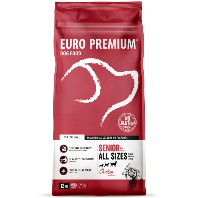 Euro Premium Senior 8+ kip & rijst hondenvoer 12 kg, foto 2