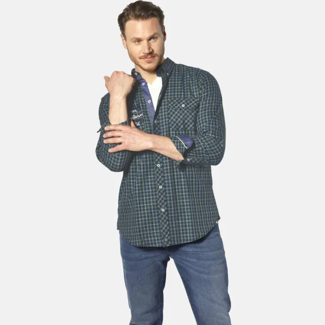 Jan Vanderstorm +FIT Collectie casual overhemd PERTAVIN Plus blauw
