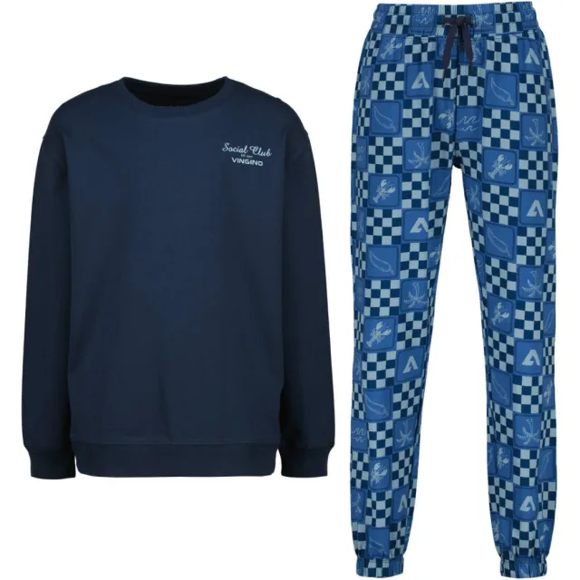 Vingino pyjama met backprint donkerblauw Donkerblauw/blauw