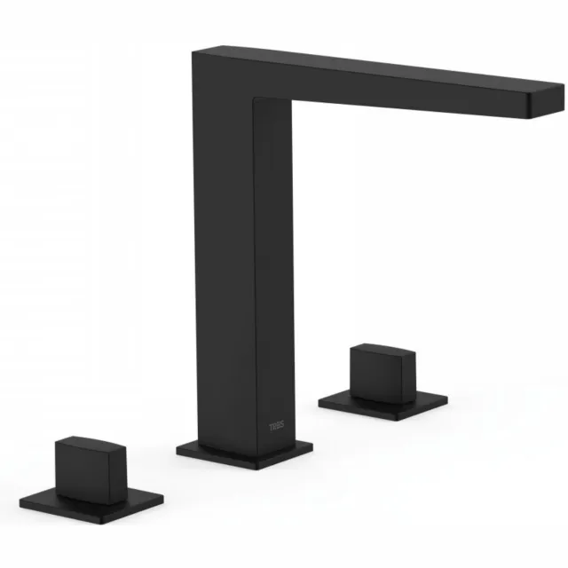 Tres Slim Exclusive wastafelmengkraan 3-gats mat zwart