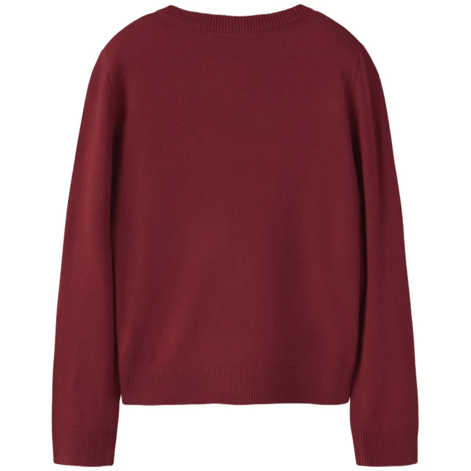 NAME IT KIDS rechtvallende gebreide trui met print en pailletten - rood/roze, foto 3