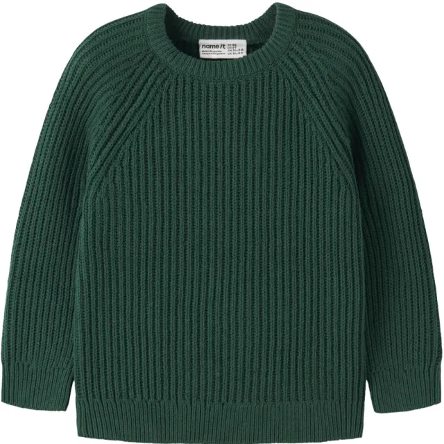 NAME IT MINI rechtvallende gebreide trui - groen