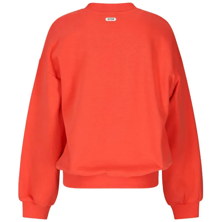 Retour Jeans oversized sweater met tekst - koraalrood, foto 3