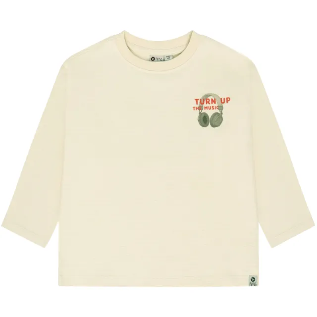 Daily7 rechtvallende longsleeve met backprint beige