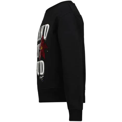 Vingino rechtvallende sweater met strass-steentjes en tekst - zwart, foto 3