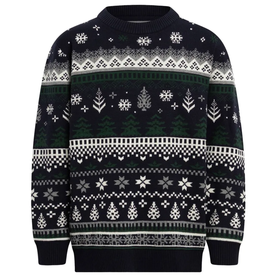 Redefined Rebel junior katoenen gebreide trui met print - donkerblauw/wit/groen, foto 2