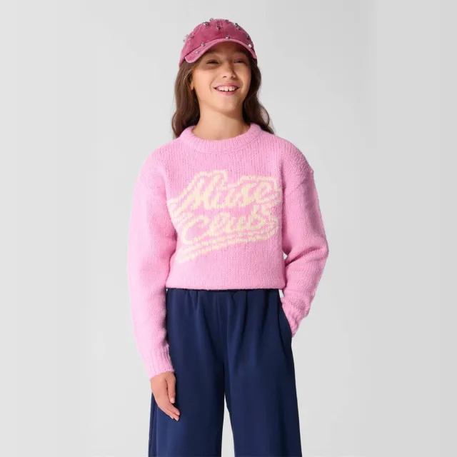 Shoeby gebreide trui met tekst en wol - roze