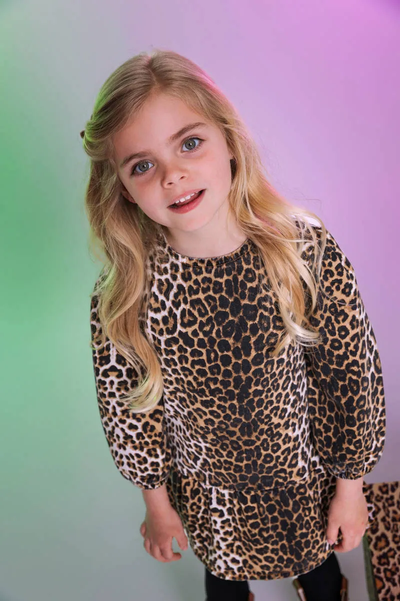 Quapi x Monique Smit korte jurk met panterprint bruin, foto 4