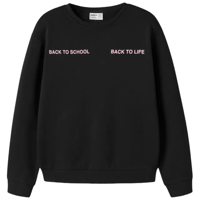 NAME IT KIDS rechtvallende sweater met backprint - zwart