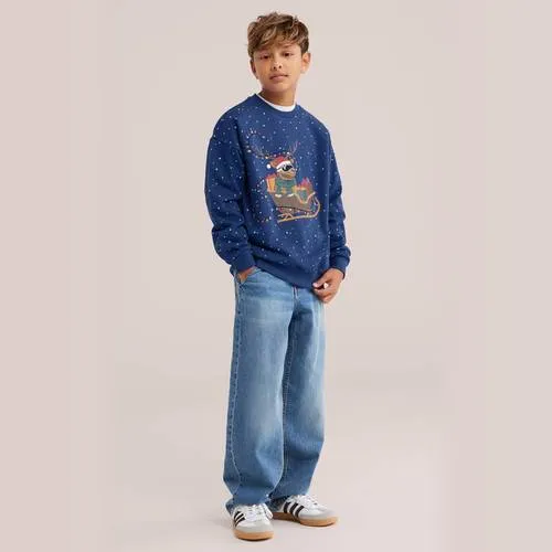 WE Fashion rechtvallende sweater met sterren - blauw, foto 3