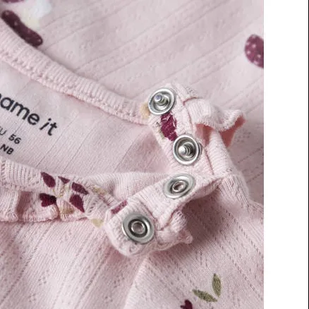 NAME IT BABY katoenen romper met ruches en print - roze, foto 4