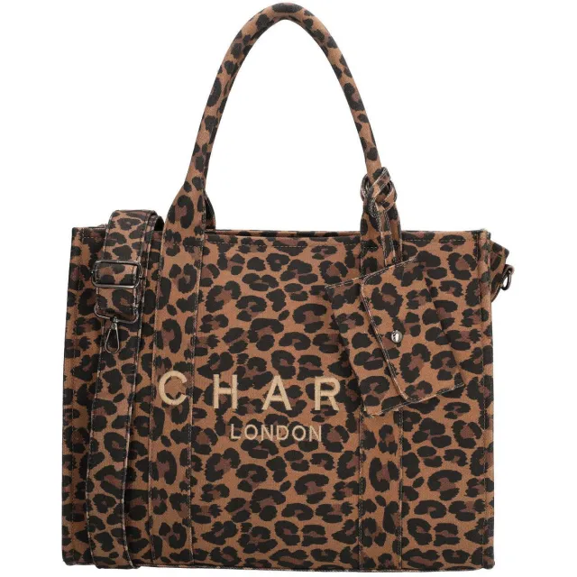 Charm London shopper Bond Avenue met panterprint bruin