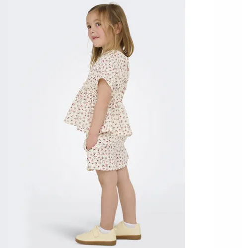 Only Mini gebloemde casual short ecru, foto 4
