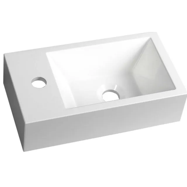 Sapho Fontein Sapho Amarok Rechthoekig 40x22 cm Links Cast Marble Wit