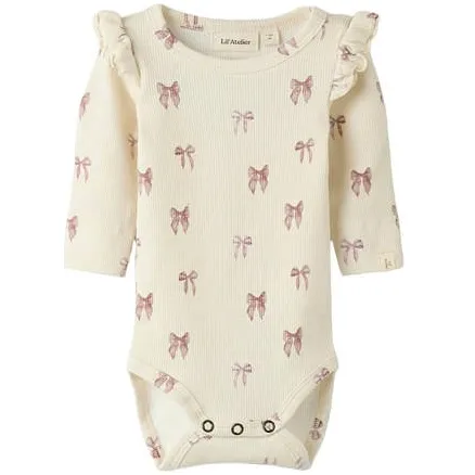 Lil' Atelier baby romper met ruches en print ecru, foto 2