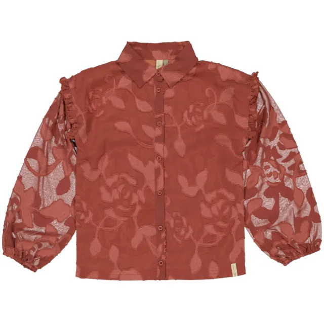 LEVV blouse met ruches terra, foto 2