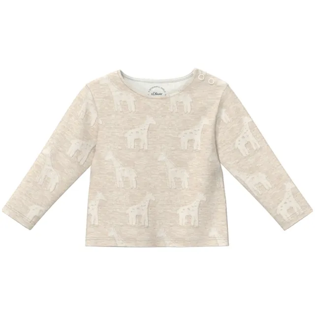 s.Oliver rechtvallende longsleeve met print beige