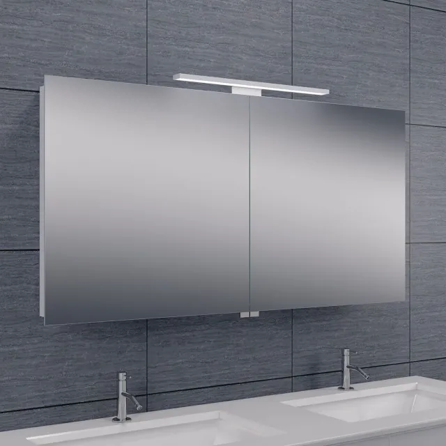 Wiesbaden spiegelkast dubbele deur met led verlichting aluminium