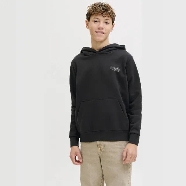 Jack & Jones JUNIOR hoodie met backprint zwart