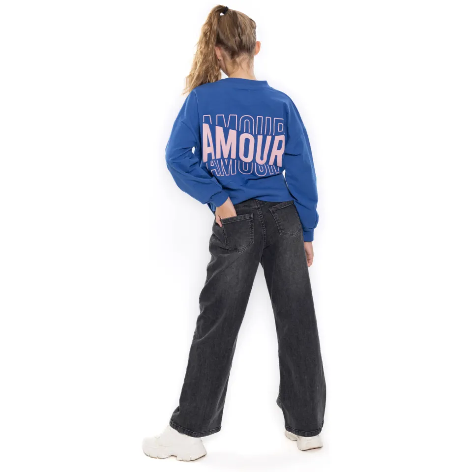 No Way Monday boxy sweater met backprint - blauw, foto 4