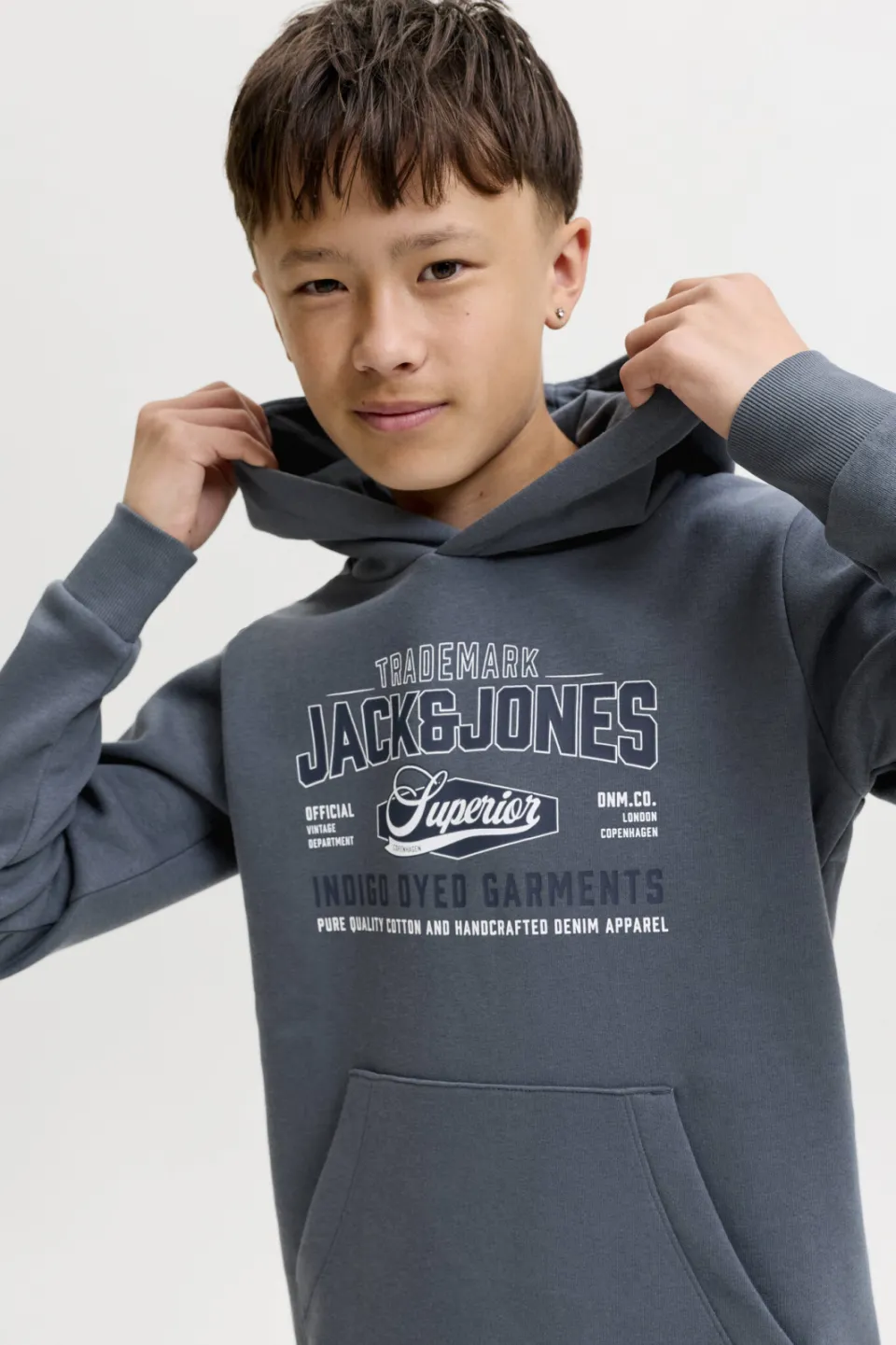 Jack & Jones JUNIOR hoodie met logo - grijsblauw, foto 5