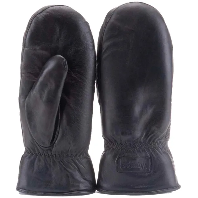 Warmbat Leren Wanten Zwart