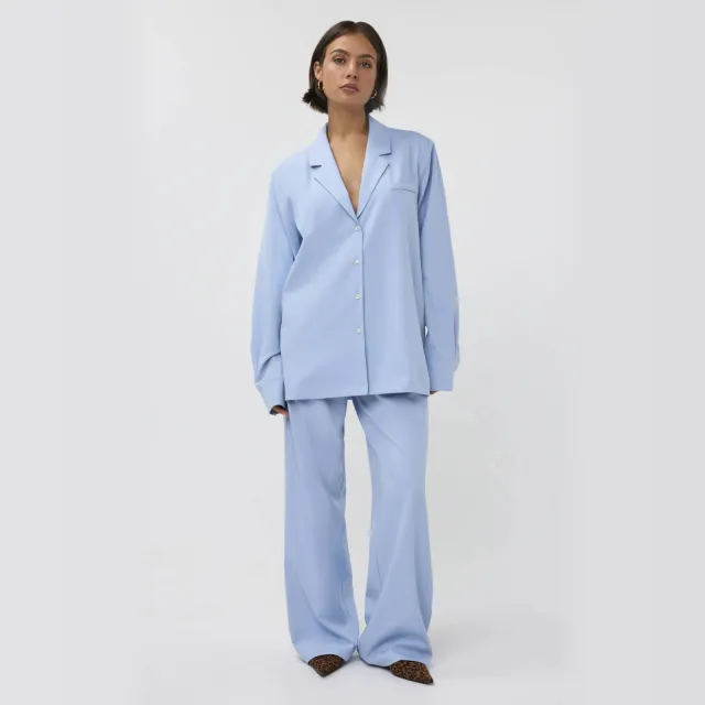 Studio AMAYA wide leg regular waist broek lichtblauw