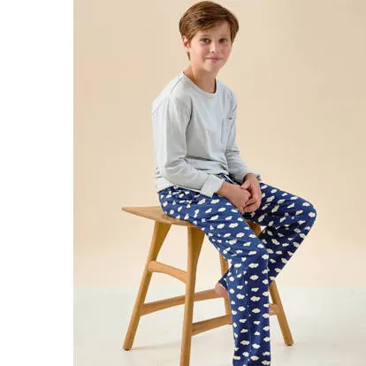 Little Label pyjama met all over print blauw, foto 3