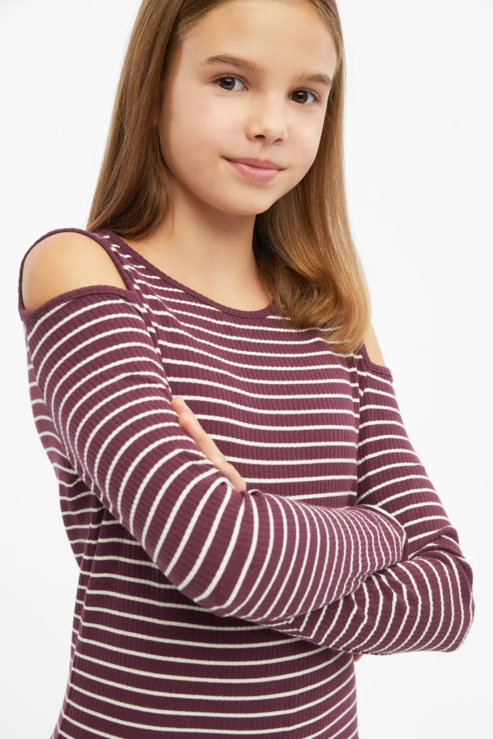 S.Oliver gestreepte longsleeve met cut-out aubergine, foto 5