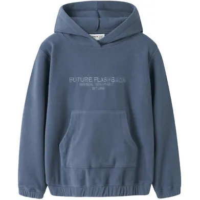 NAME IT KIDS hoodie met borduursels - blauw Sweater Tekst
