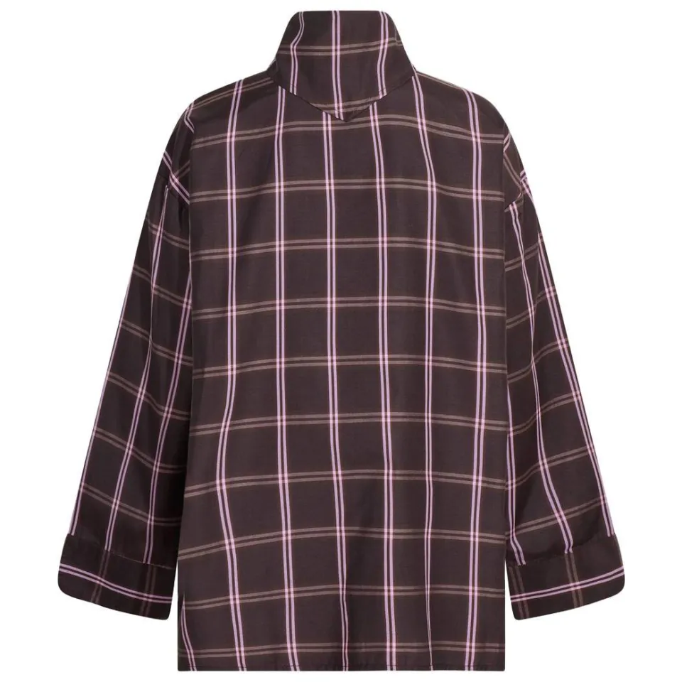 Shoeby geruite blouse donkerbruin, foto 4