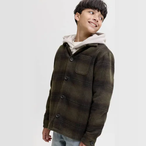 Jack & Jones JUNIOR geruit overshirt - donkergroen, foto 4