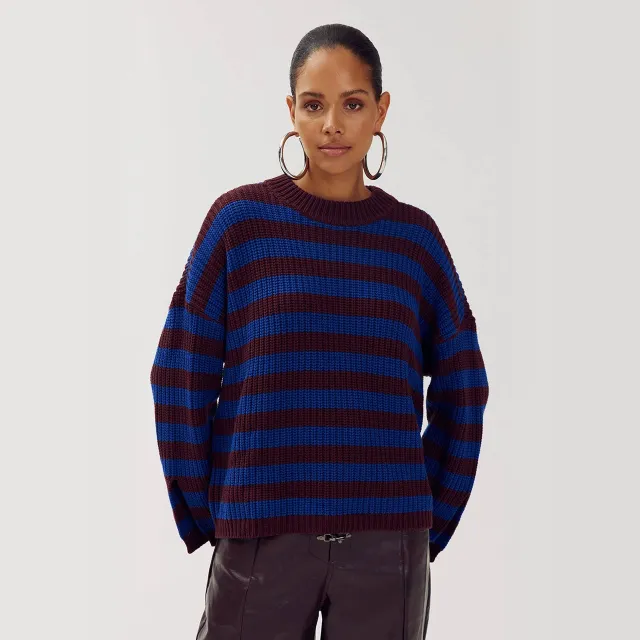 Harper & Yve gebreide gestreepte trui met wol - blauw/rood